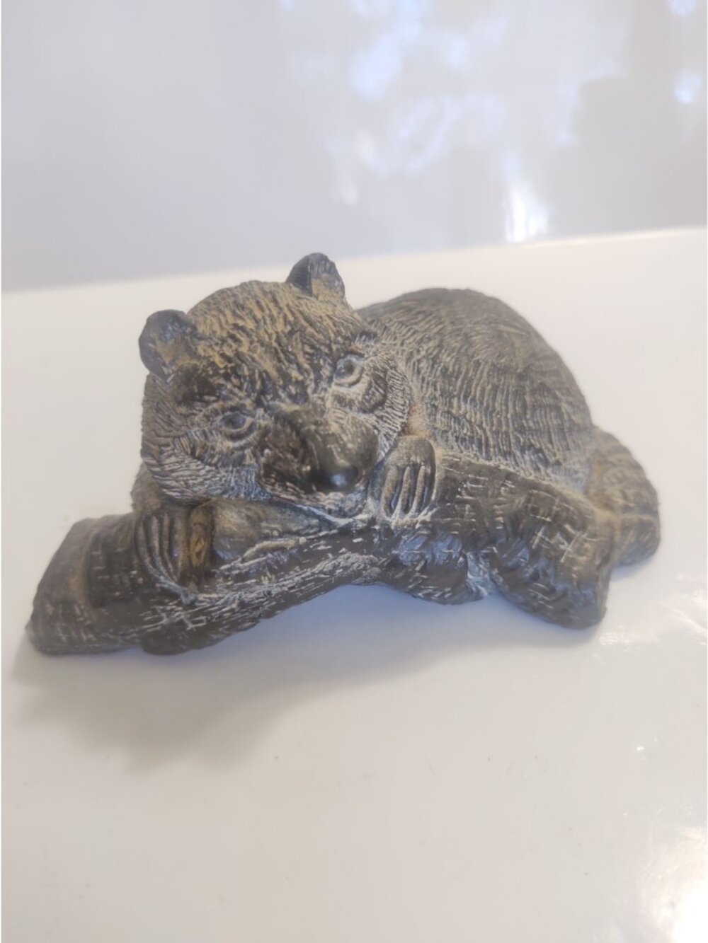 vintage Wolf Original hand-carved soapstone raccoon figurine made in Canada